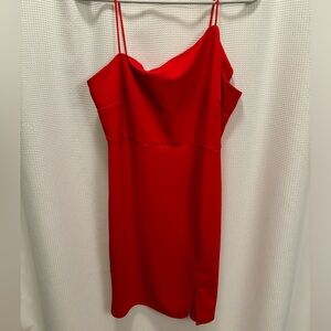 Asymmetric Neckline Bodycon Mini Dress Sexy Split Party Dresses